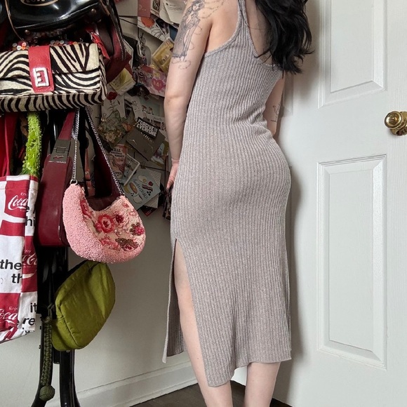 ARKET GREY MAXI RIBBED DRESS XS - Picture 2 of 4
